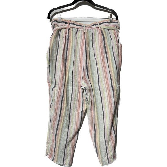 Zac & Rachel Multicolor Pastel Stripe Drawstring Cropped Pants size XL - Picture 3 of 3